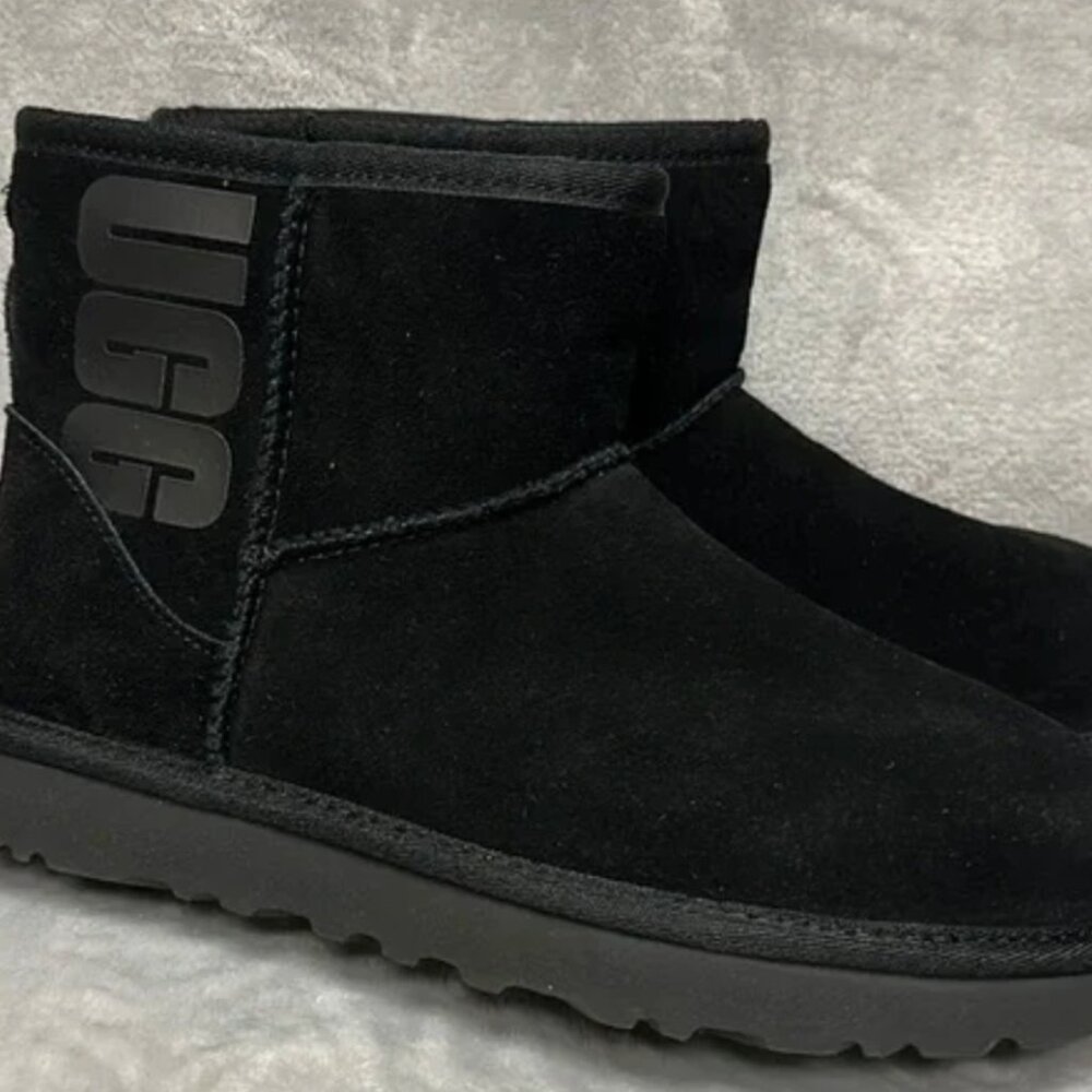UGG Logo Print Ankle Boots Size 6, Black